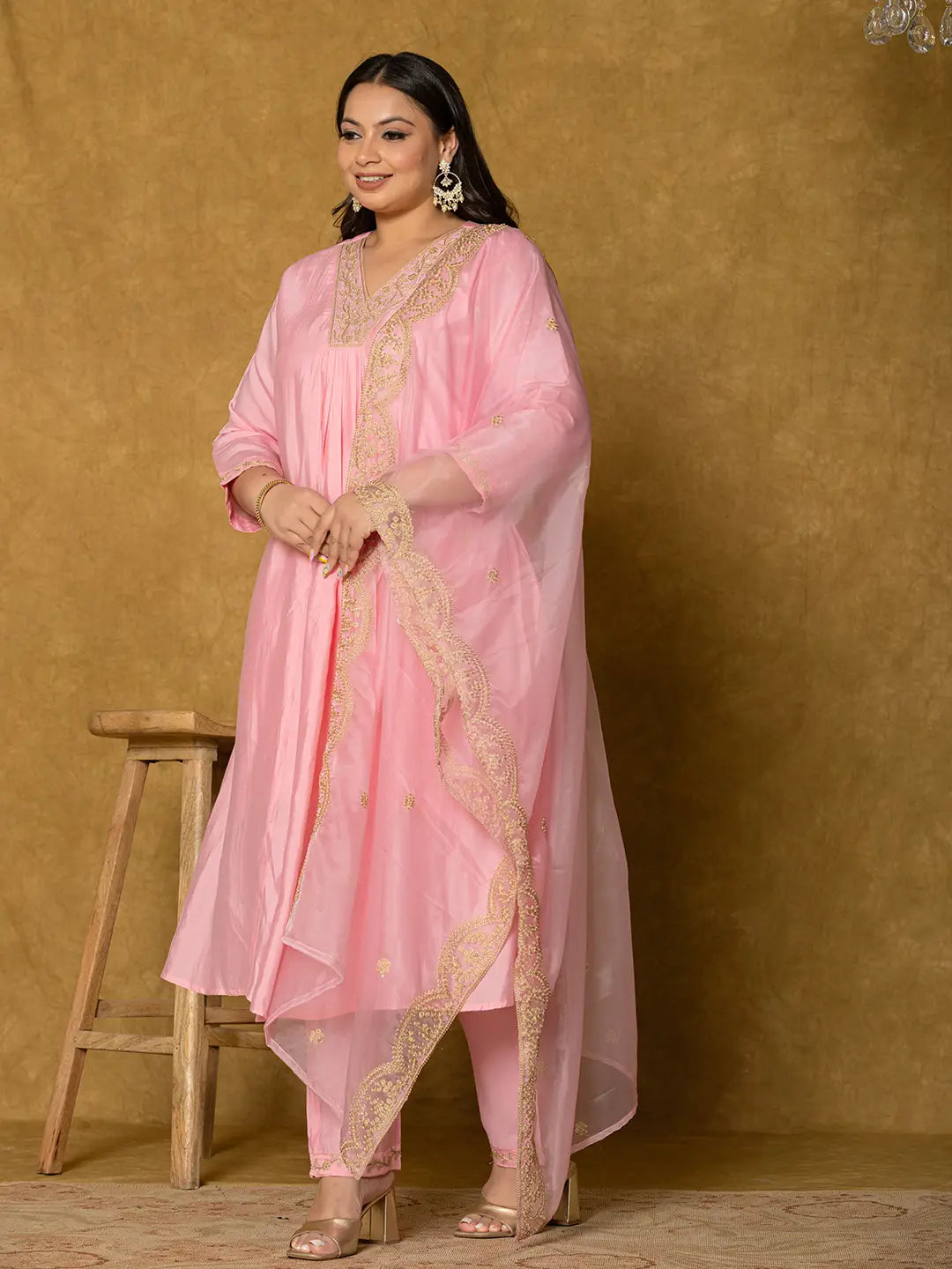 Pink-Silk-Embroidered-Plus-Size-3-Piece-Kurta-Set