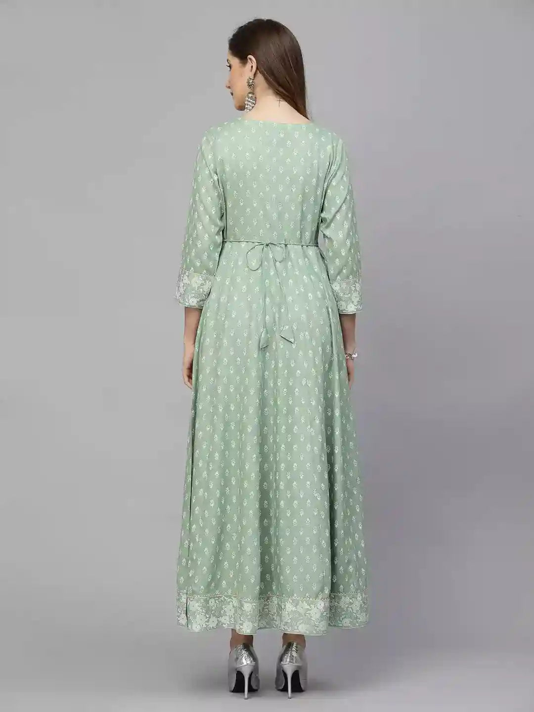 Green-Rayon-Printed-Anarkali-Kurta-Only