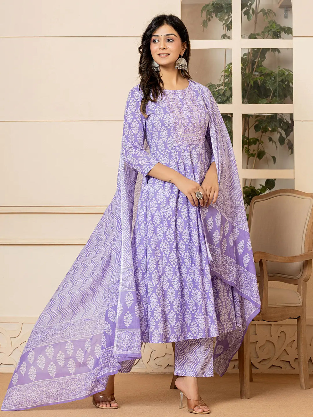 Purple-Pure-Cotton-Ethnic-Motifs-Embroidered-Anarkali-Set