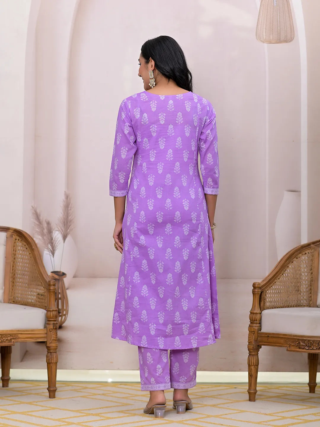 Purple-Cotton-Floral-Printed-A-Line-3-Piece-Kurta-Set