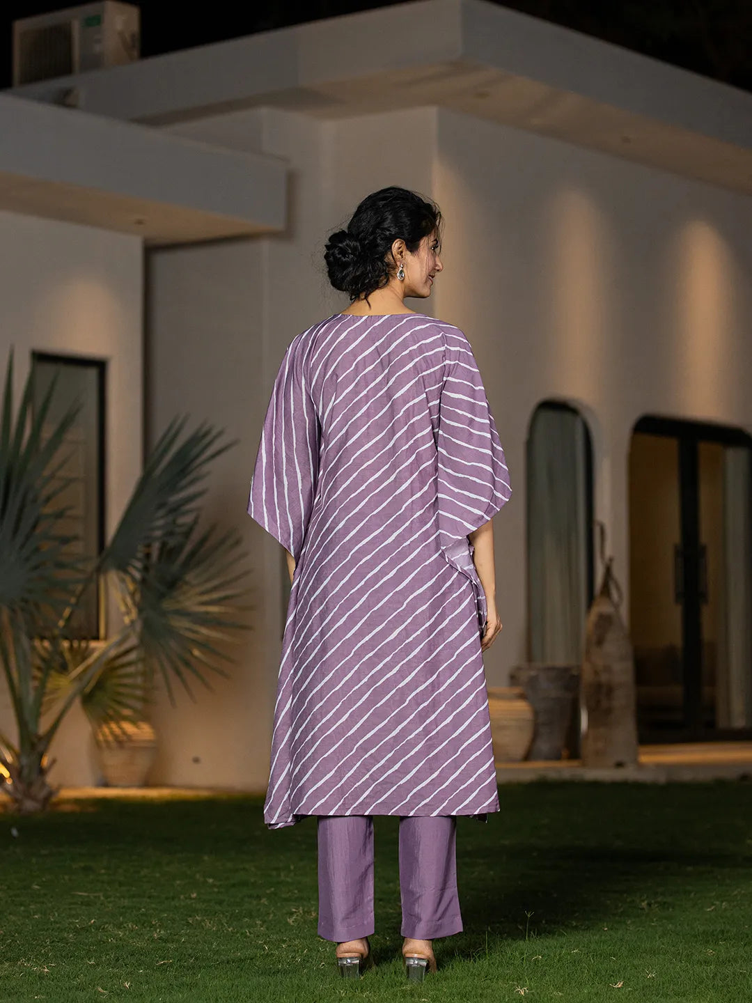 Purple-Silk-Blend-Leheriya-Embroidered-Kaftan-Kurta-Set