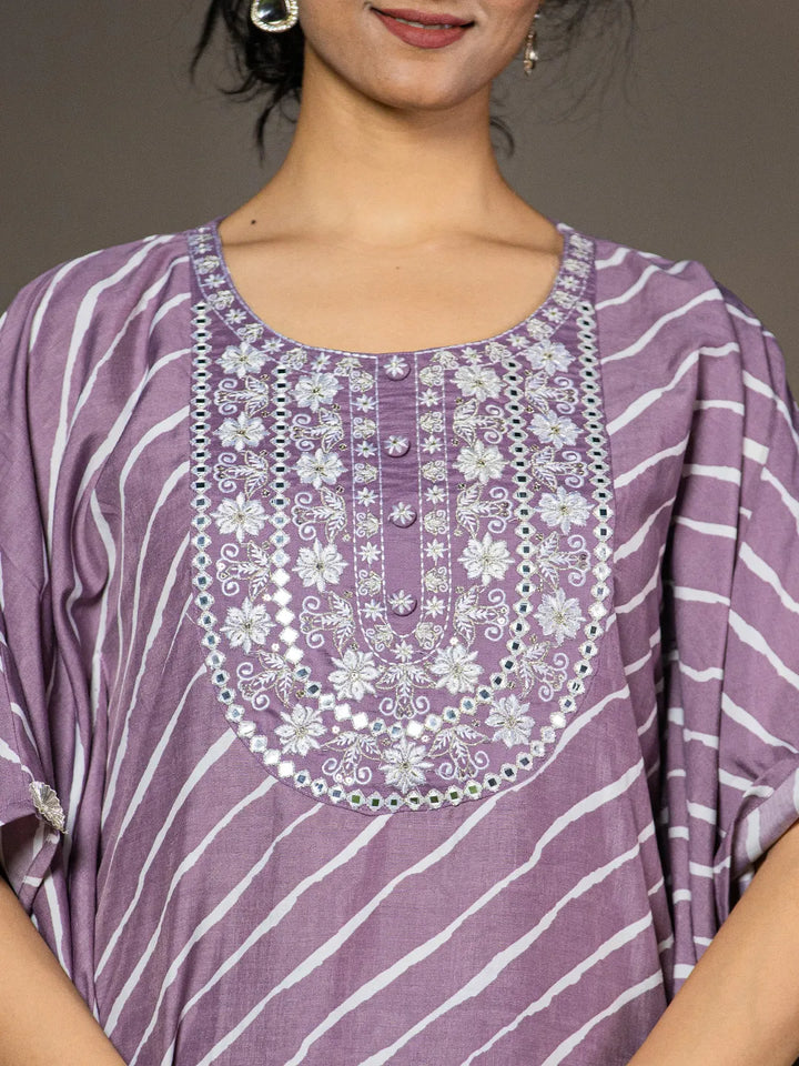 Purple-Silk-Blend-Leheriya-Embroidered-Kaftan-Kurta-Set