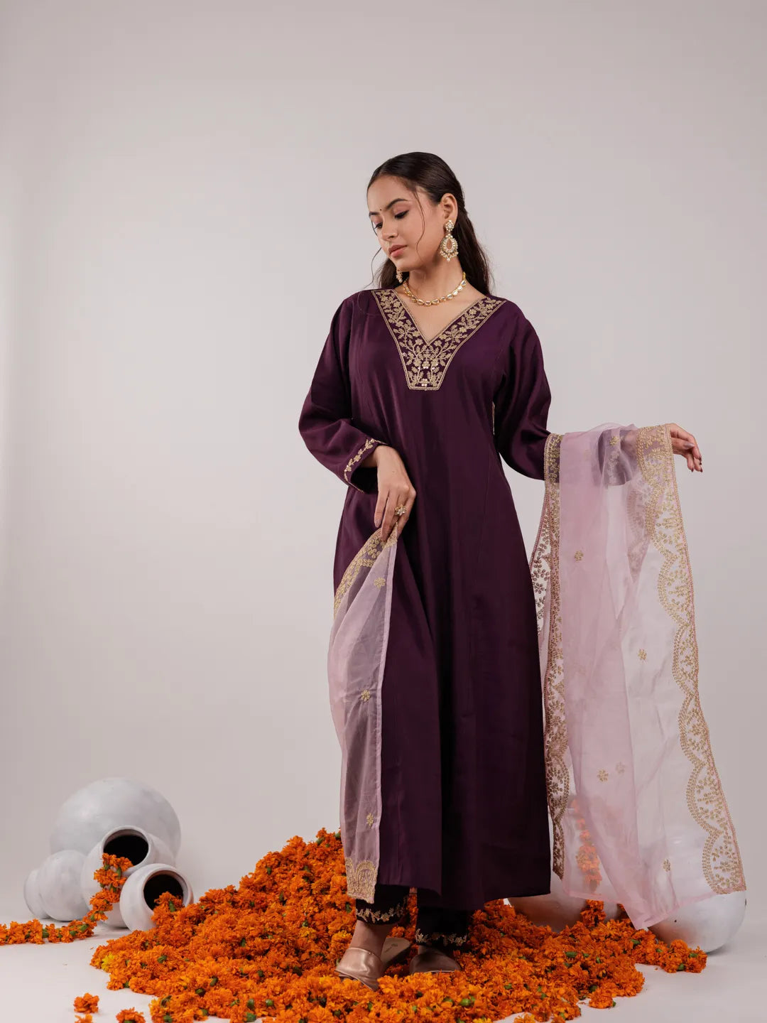 Purple-Silk-Dori-Embroidered-3-Piece-Kurta-Set