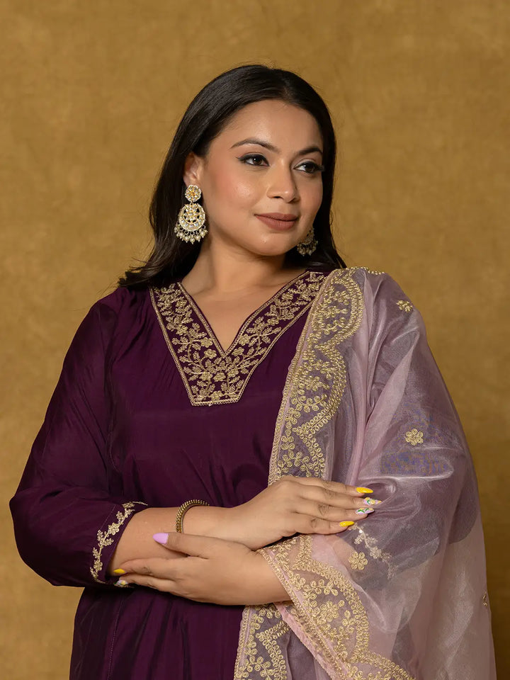 Purple-Silk-Embroidered-Plus-Size-3-Piece-Kurta-Set