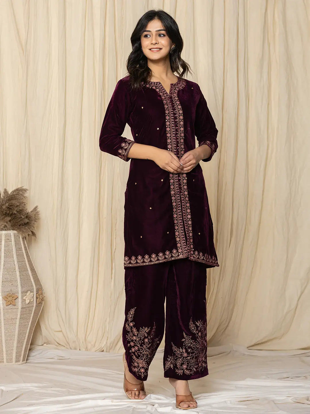 Purple-Velvet-Zari-Work-Emmbroidered-Co-Ord-Set