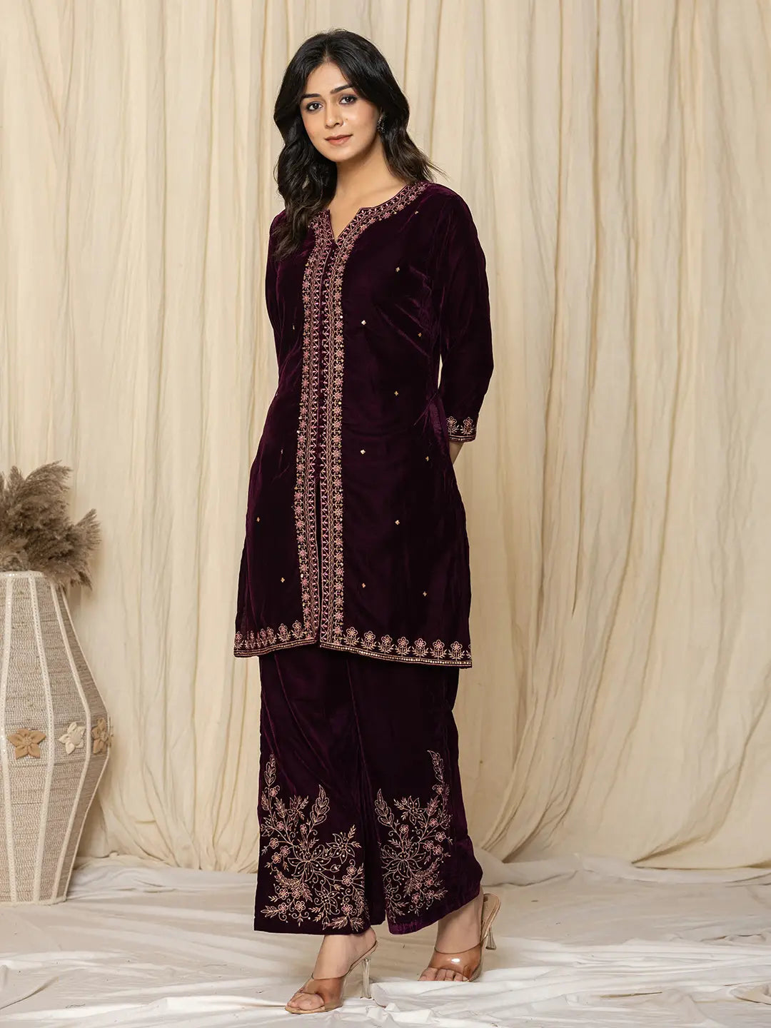 Purple-Velvet-Zari-Work-Emmbroidered-Co-Ord-Set