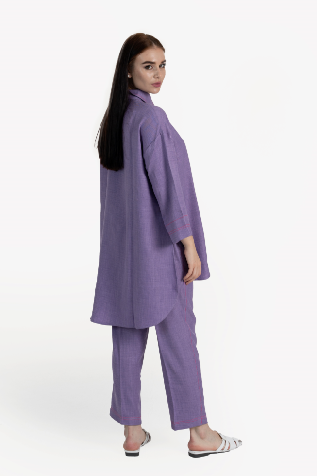 purple Linen Blend Akira Kurta & Pant Set