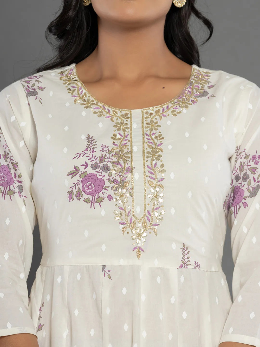 Purple-Cotton-Gota-Patti-Floral-Print-Anarkali-Set