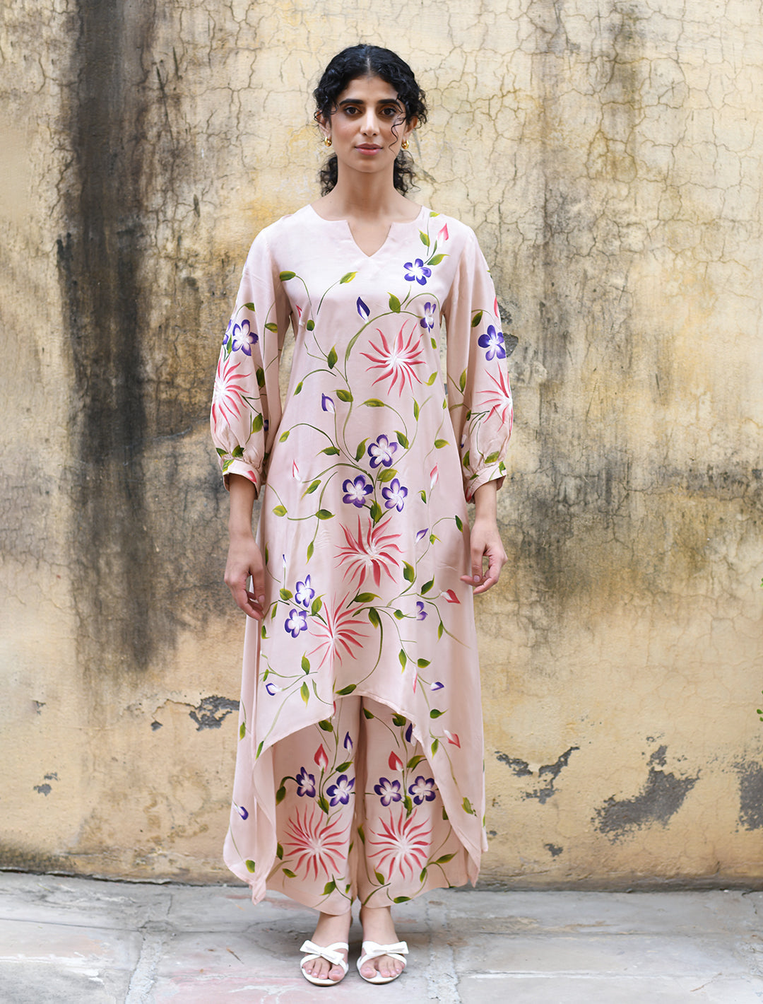 rangeelo-Floral-Printed-Regular-Pure-Cotton-Kurta-With-Trousers-RO203PINK