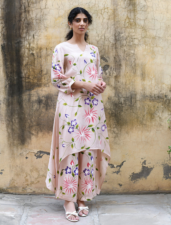 rangeelo-Floral-Printed-Regular-Pure-Cotton-Kurta-With-Trousers-RO203PINK