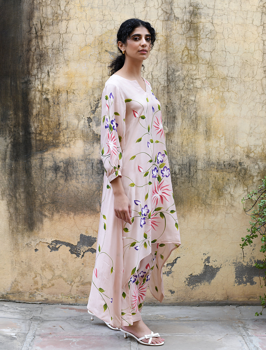 rangeelo-Floral-Printed-Regular-Pure-Cotton-Kurta-With-Trousers-RO203PINK