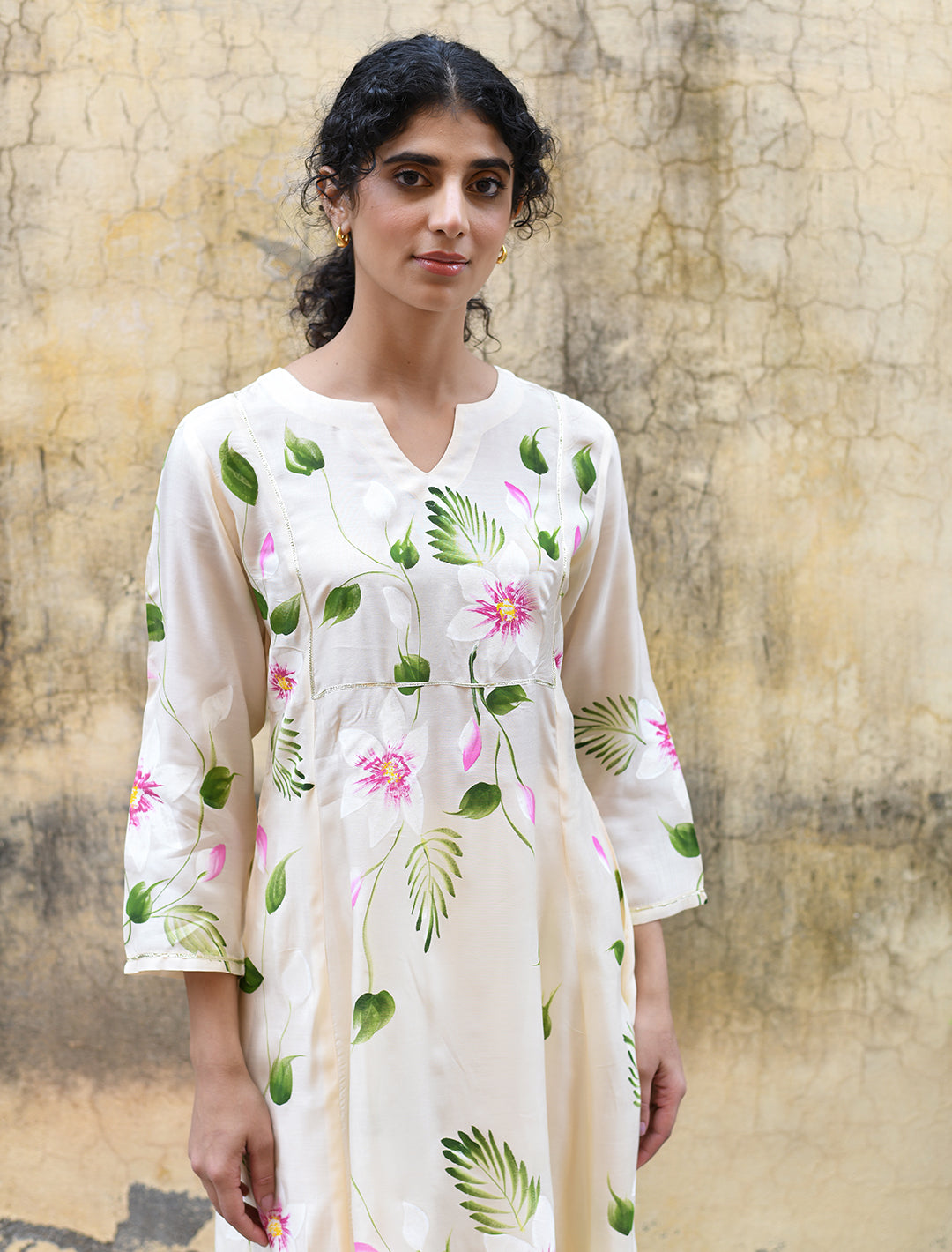 rangeelo-Floral-Printed-Regular-Pure-Cotton-Kurta-With-Trousers-RO204CREAM