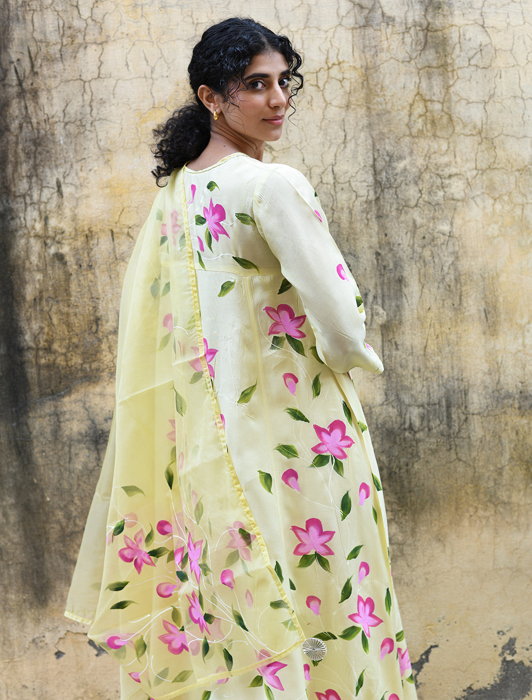 rangeelo-Floral-Printed-Regular-Pure-Cotton-Kurta-With-Trousers-&-Dupatta-RO201YELLOW