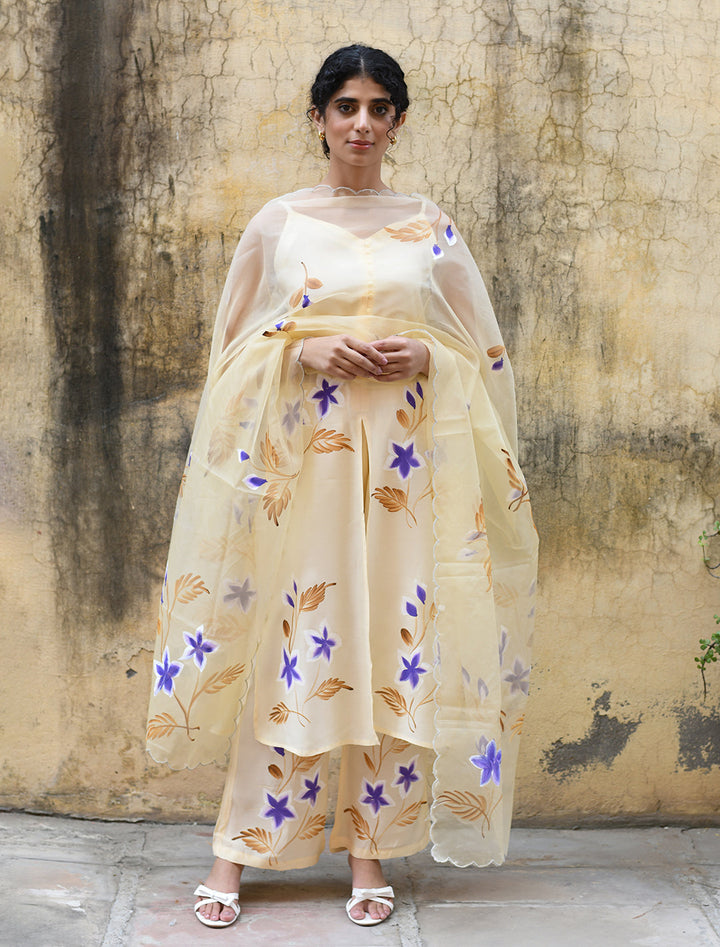 rangeelo-Floral-Printed-Regular-Pure-Cotton-Kurta-With-Trousers-&-Dupatta-RO205YELLOW