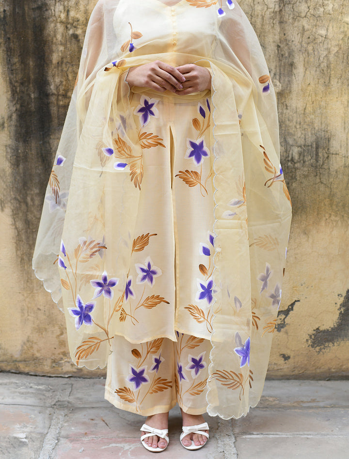 rangeelo-Floral-Printed-Regular-Pure-Cotton-Kurta-With-Trousers-&-Dupatta-RO205YELLOW