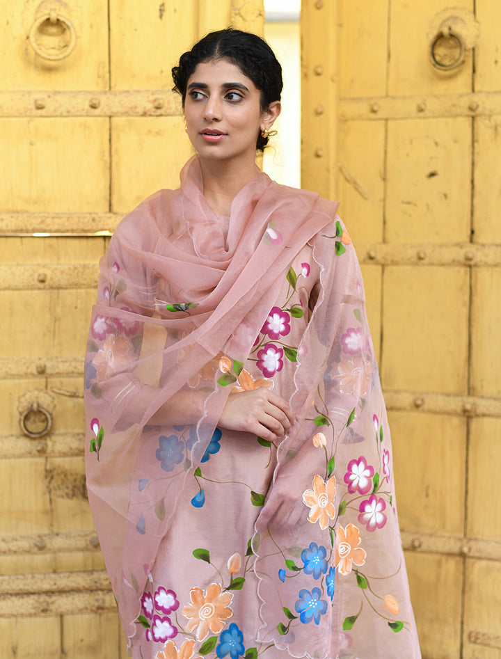 rangeelo-Floral-Printed-Regular-Pure-Cotton-Kurta-With-Trousers-&-Dupatta-RO208BROWN