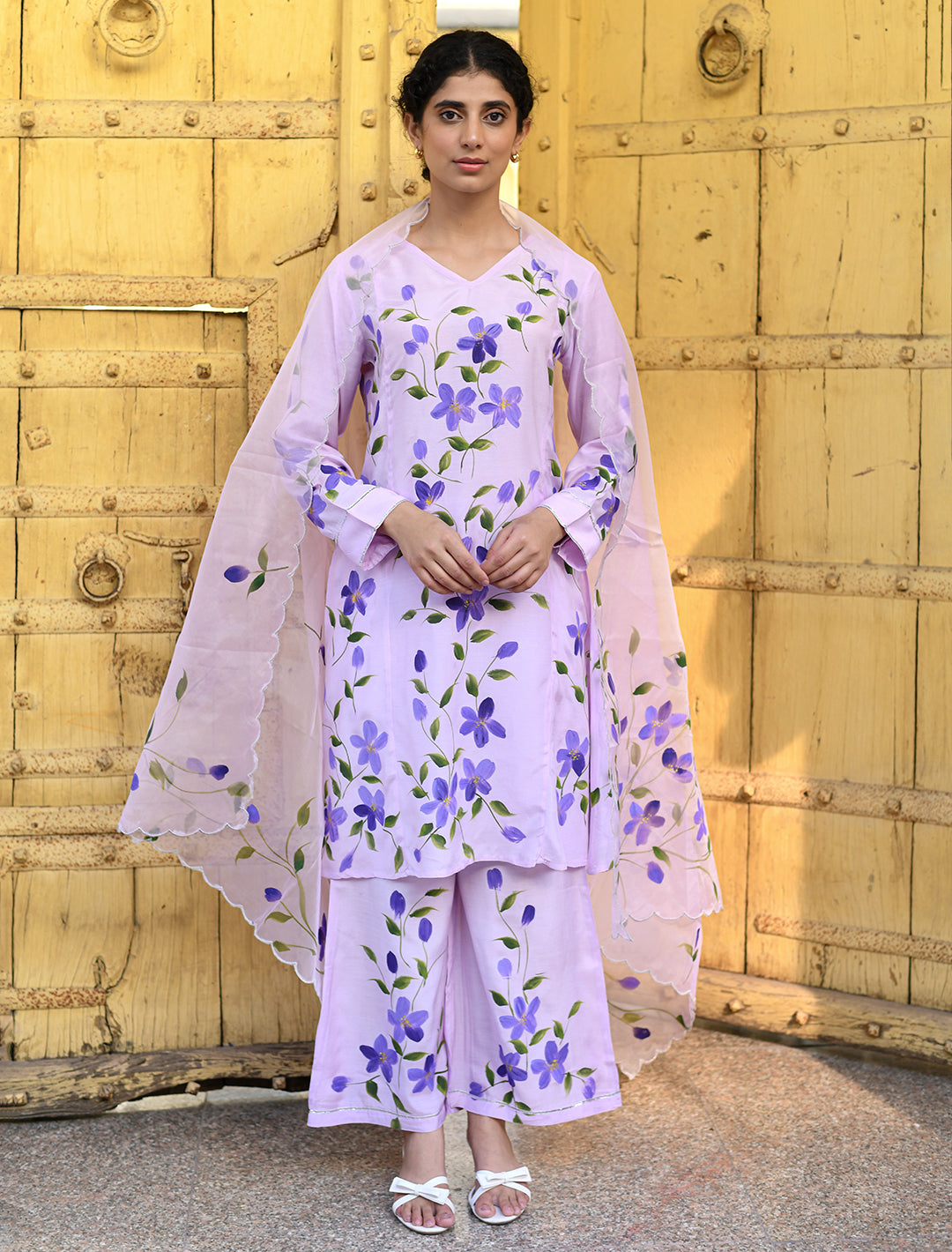 rangeelo-Floral-Printed-Regular-Pure-Cotton-Kurta-With-Trousers-&-Dupatta-RO209PURPLE