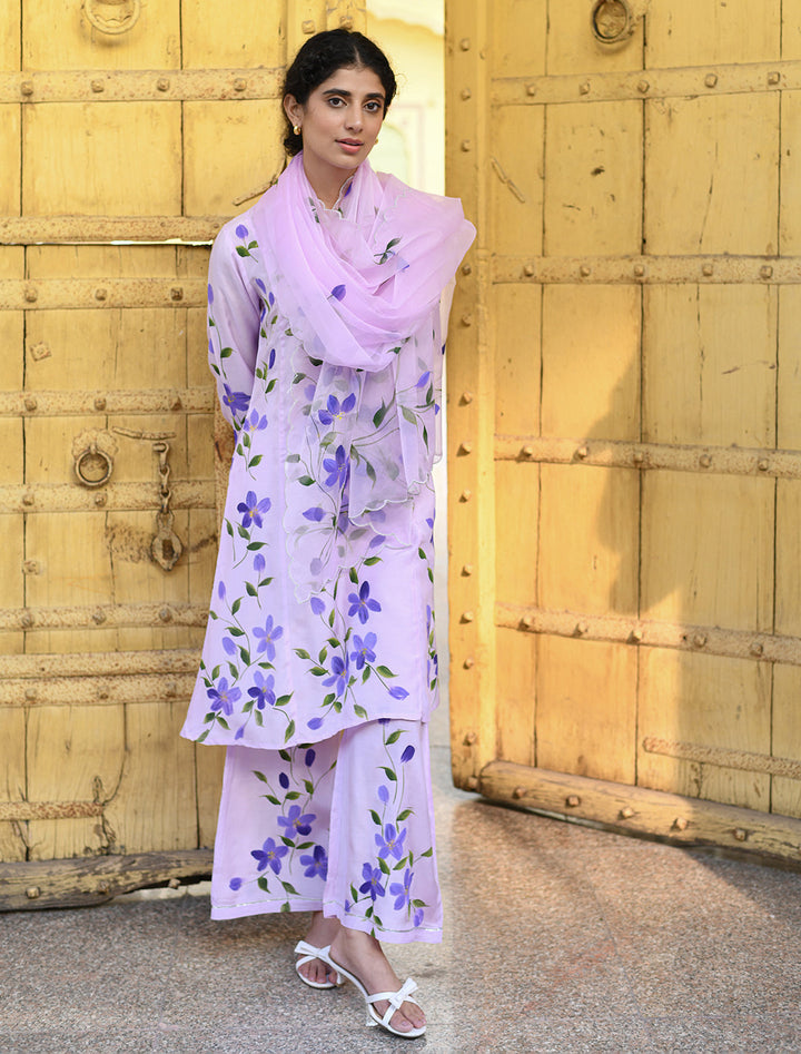 rangeelo-Floral-Printed-Regular-Pure-Cotton-Kurta-With-Trousers-&-Dupatta-RO209PURPLE