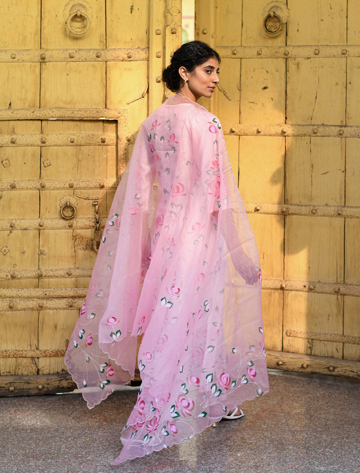 rangeelo-Floral-Printed-Regular-Pure-Cotton-Kurta-With-Trousers-&-Dupatta-RO210PINK