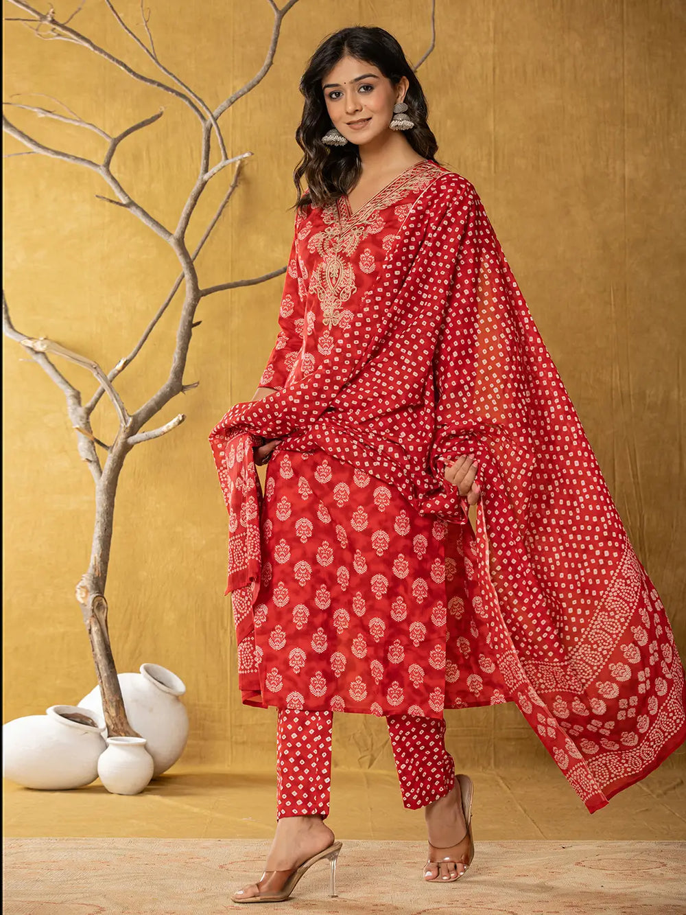 Red-Cotton-Zari-Work-Straight-3-Piece-Kurta-Set