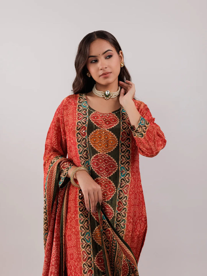 Red-Shimmer-Tissue-&-Viscose-Sequins-Work-3-Piece-Kurta-Set