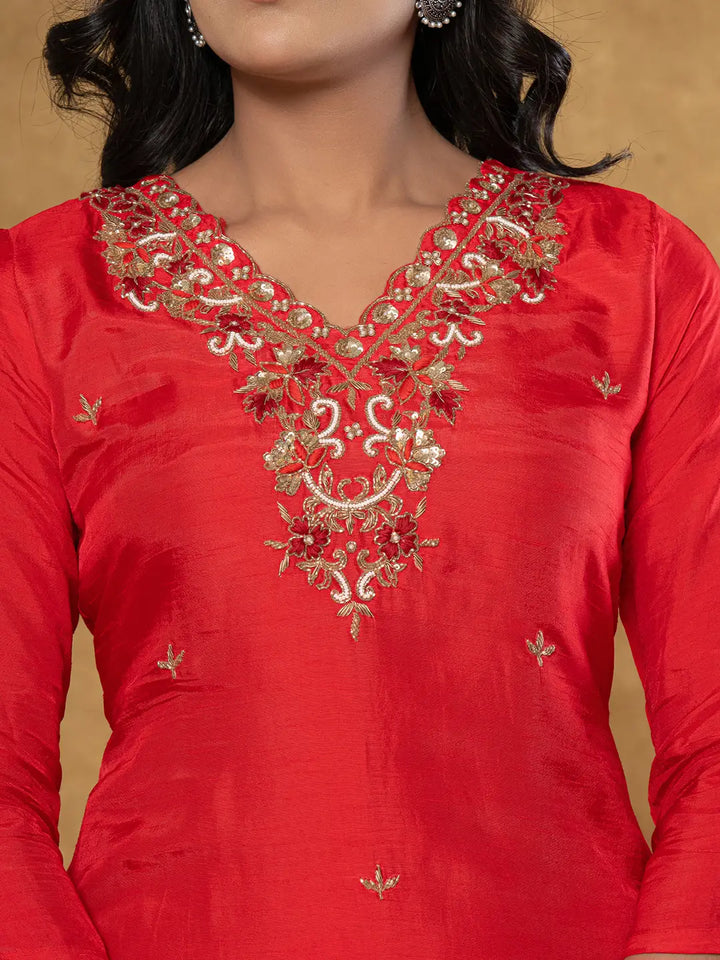 Red-Pure-Uppada-Silk-Handwork-3-Piece-Kurta-Set