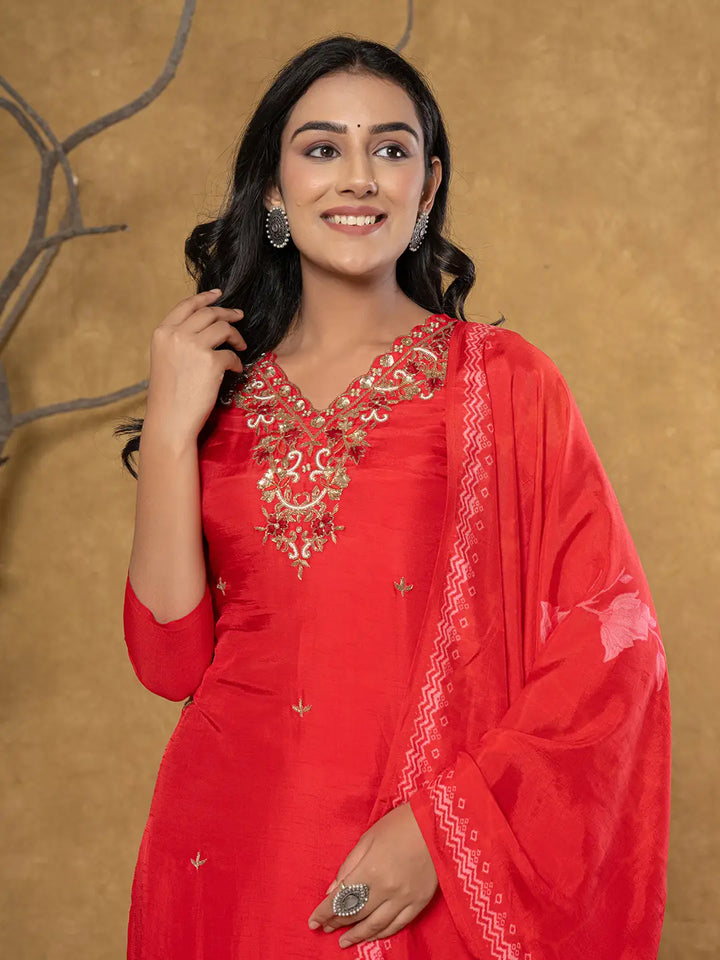 Red-Pure-Uppada-Silk-Handwork-3-Piece-Kurta-Set