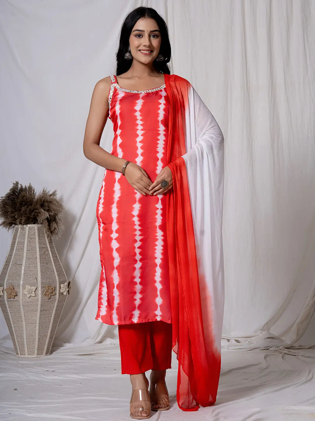 Red-Silk-Ethnic-Motif-Embroidered-3-Piece-Kurta-Set