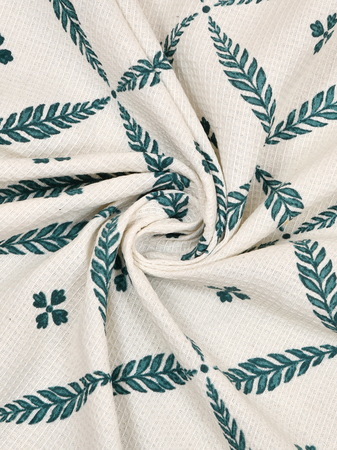 White-&-Green-Waffle-Cotton-HandBlock-Print-Towels-Gift-Set