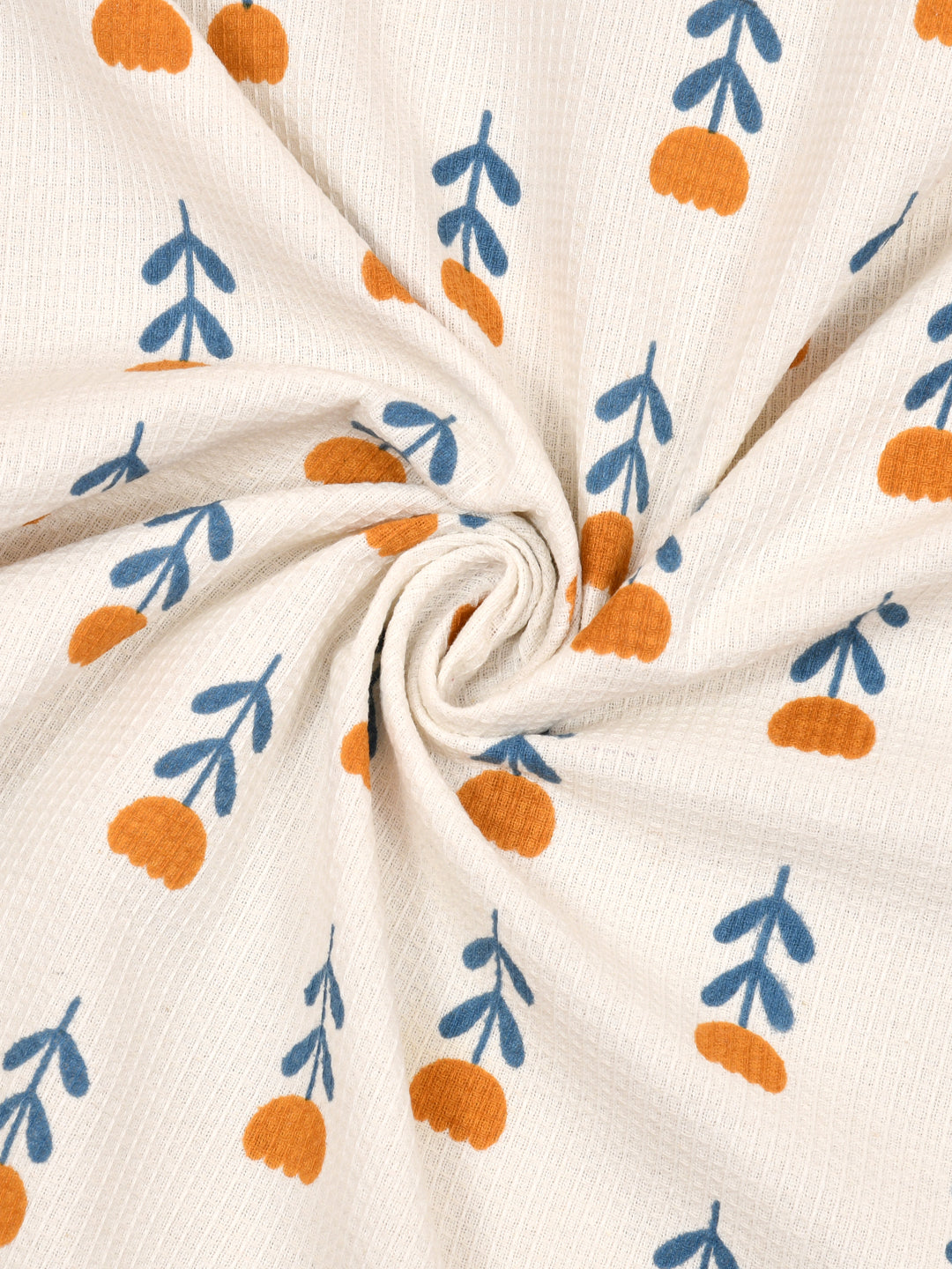 White-&-Orange-Floral-Waffle-Cotton-Towels-Gift-Set