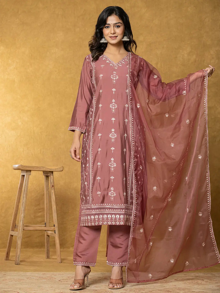 Rust-Silk-Ethnic-Motif-Embroidered-3-Piece-Kurta-Set