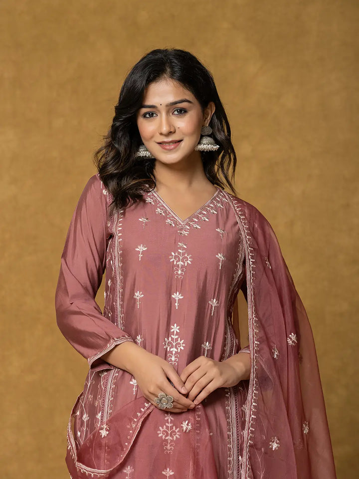 Rust-Silk-Ethnic-Motif-Embroidered-3-Piece-Kurta-Set