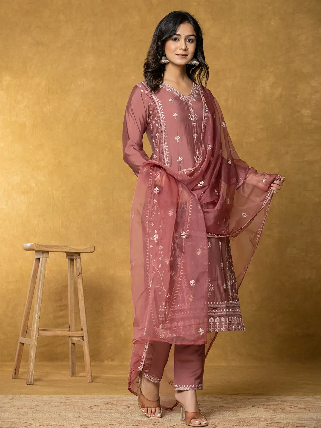 Rust-Silk-Ethnic-Motif-Embroidered-3-Piece-Kurta-Set