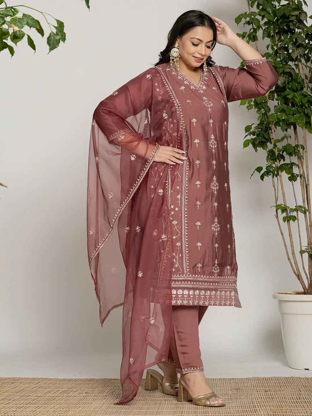 Rust-Silk-Blend-Thread-Work-Straight-Plus-Size-3-Piece-Kurta-Set