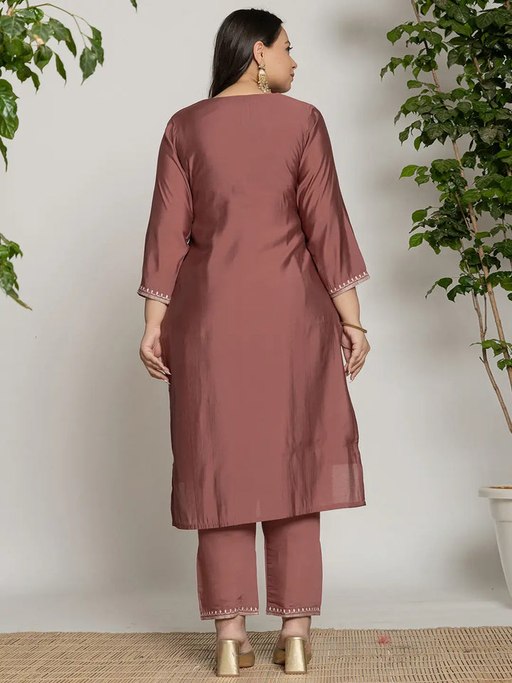 Rust-Silk-Blend-Thread-Work-Straight-Plus-Size-3-Piece-Kurta-Set