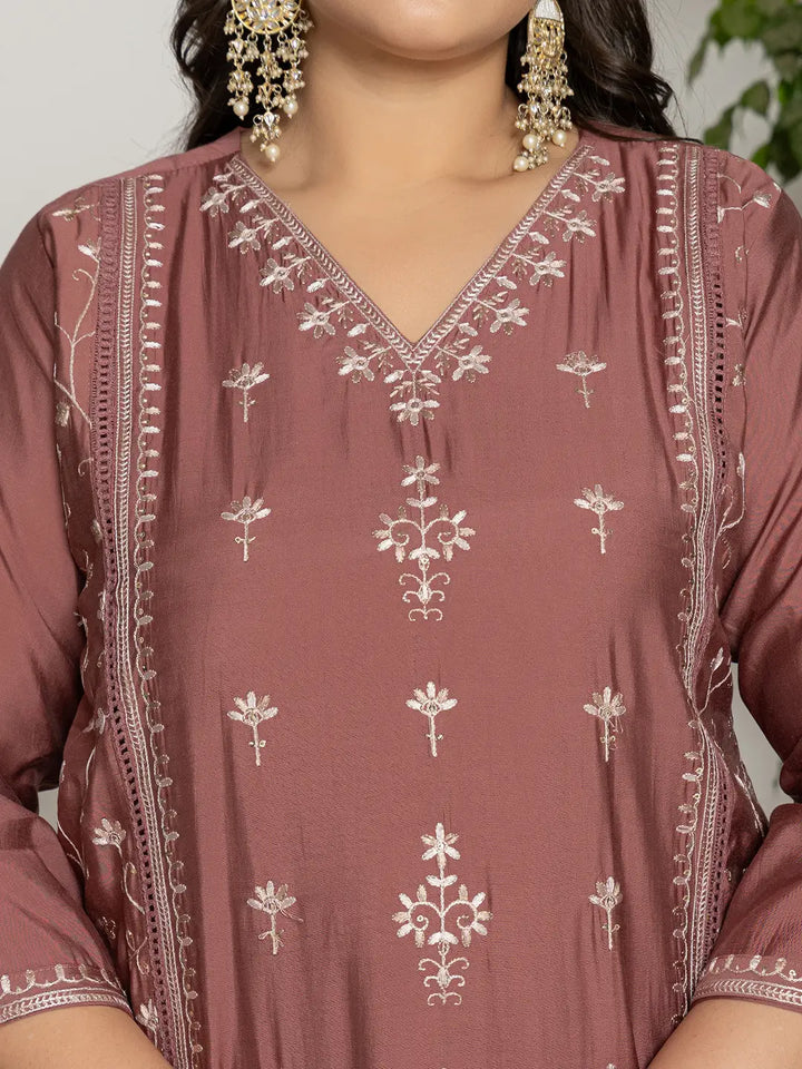 Rust-Silk-Blend-Thread-Work-Straight-Plus-Size-3-Piece-Kurta-Set