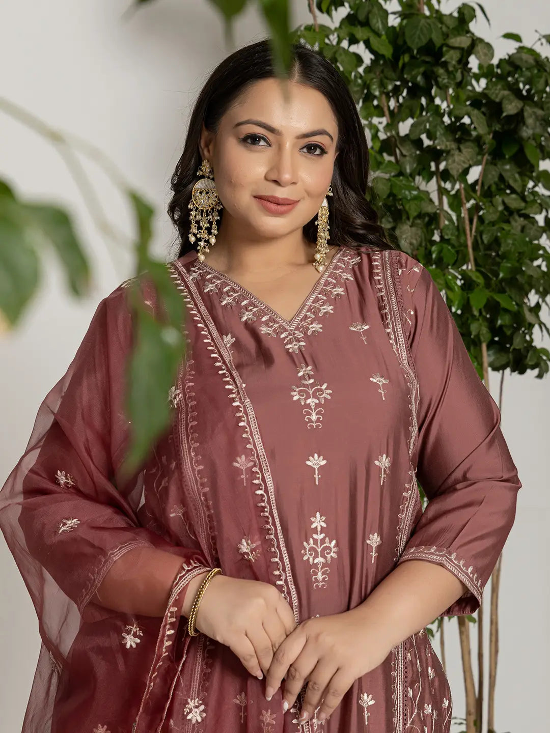 Rust-Silk-Blend-Thread-Work-Straight-Plus-Size-3-Piece-Kurta-Set