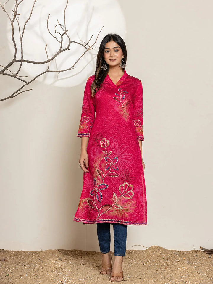 Pink-Silk-Blend-Digital-Print-Kurta