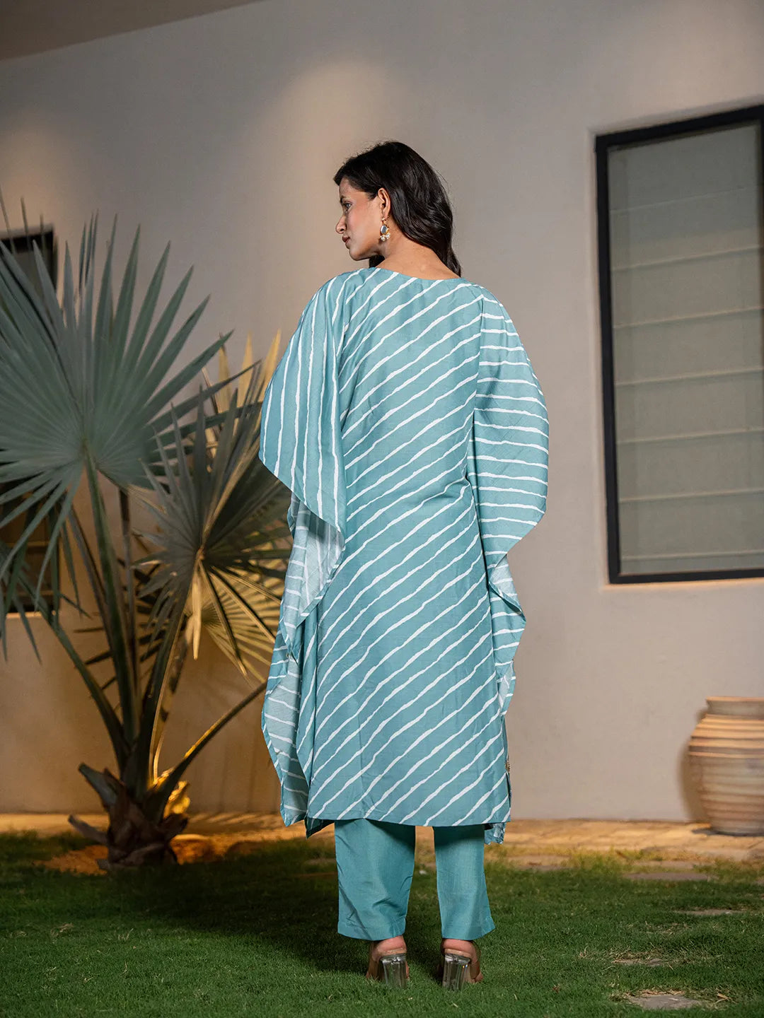 Sky-Blue-Silk-Blend-Leheriya-Embroidered-Kaftan-Kurta-Set