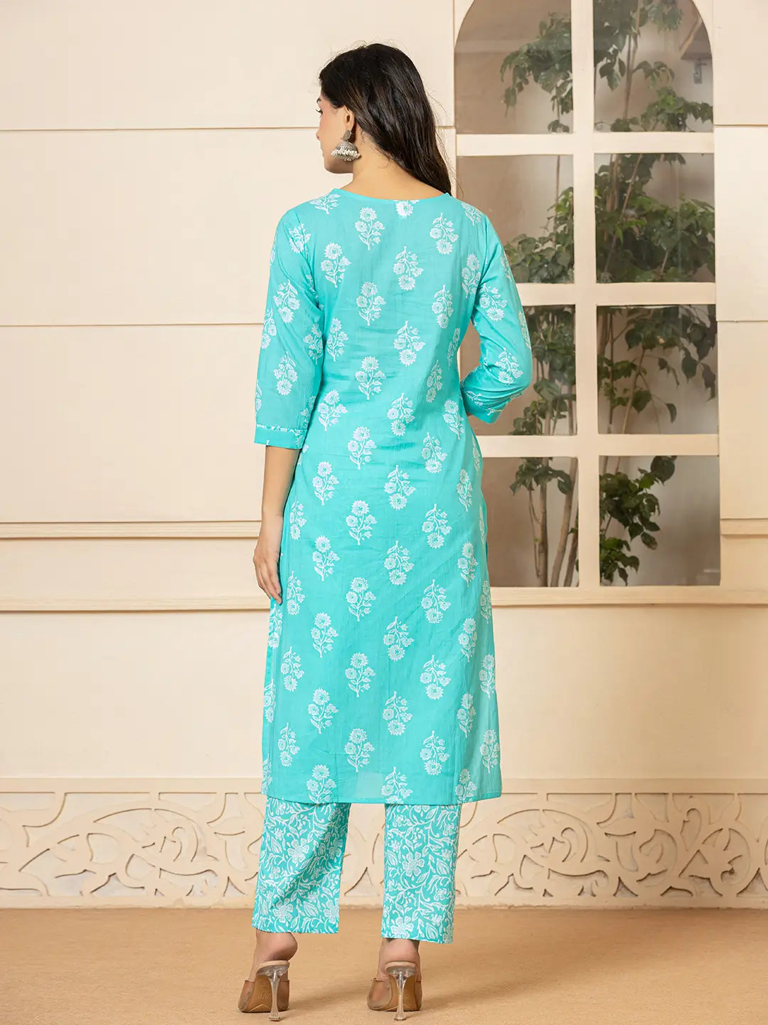 Sky-Blue-Pure-Cotton-Sequins-Work-Straight-3-Piece-Kurta-Set