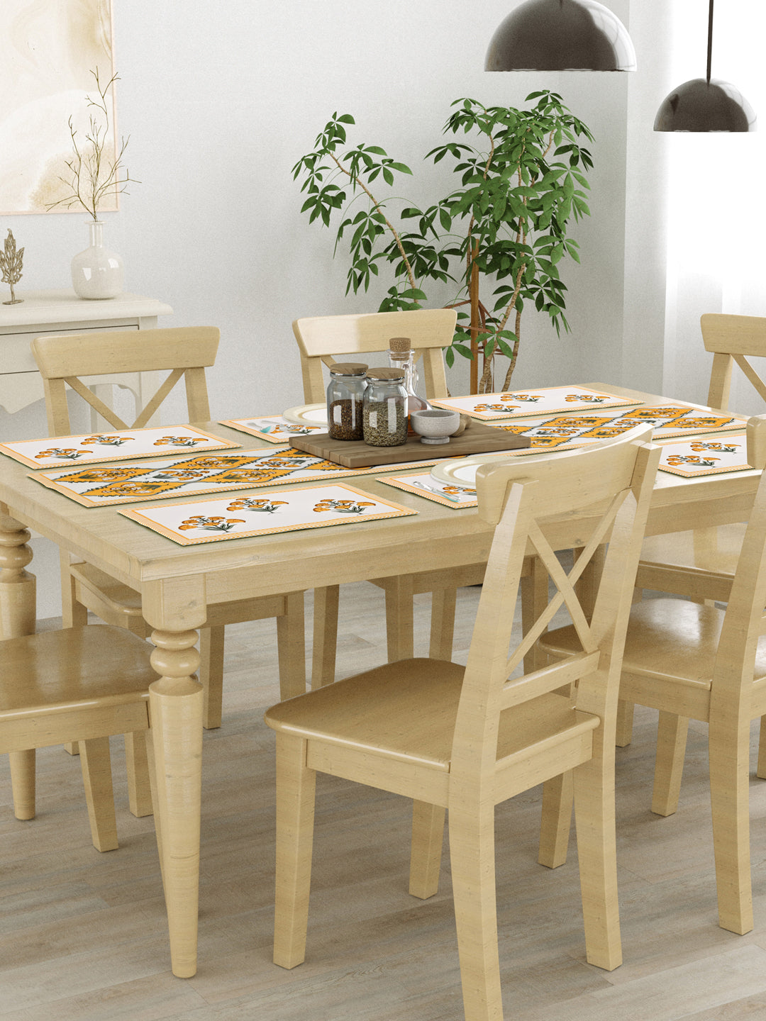 Yellow-&-White-Canvas-Cotton-Handblock-Printed-Table-Runner