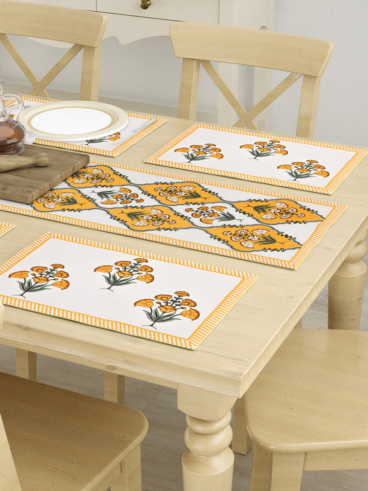 Yellow-&-White-Canvas-Cotton-Handblock-Printed-Table-Runner