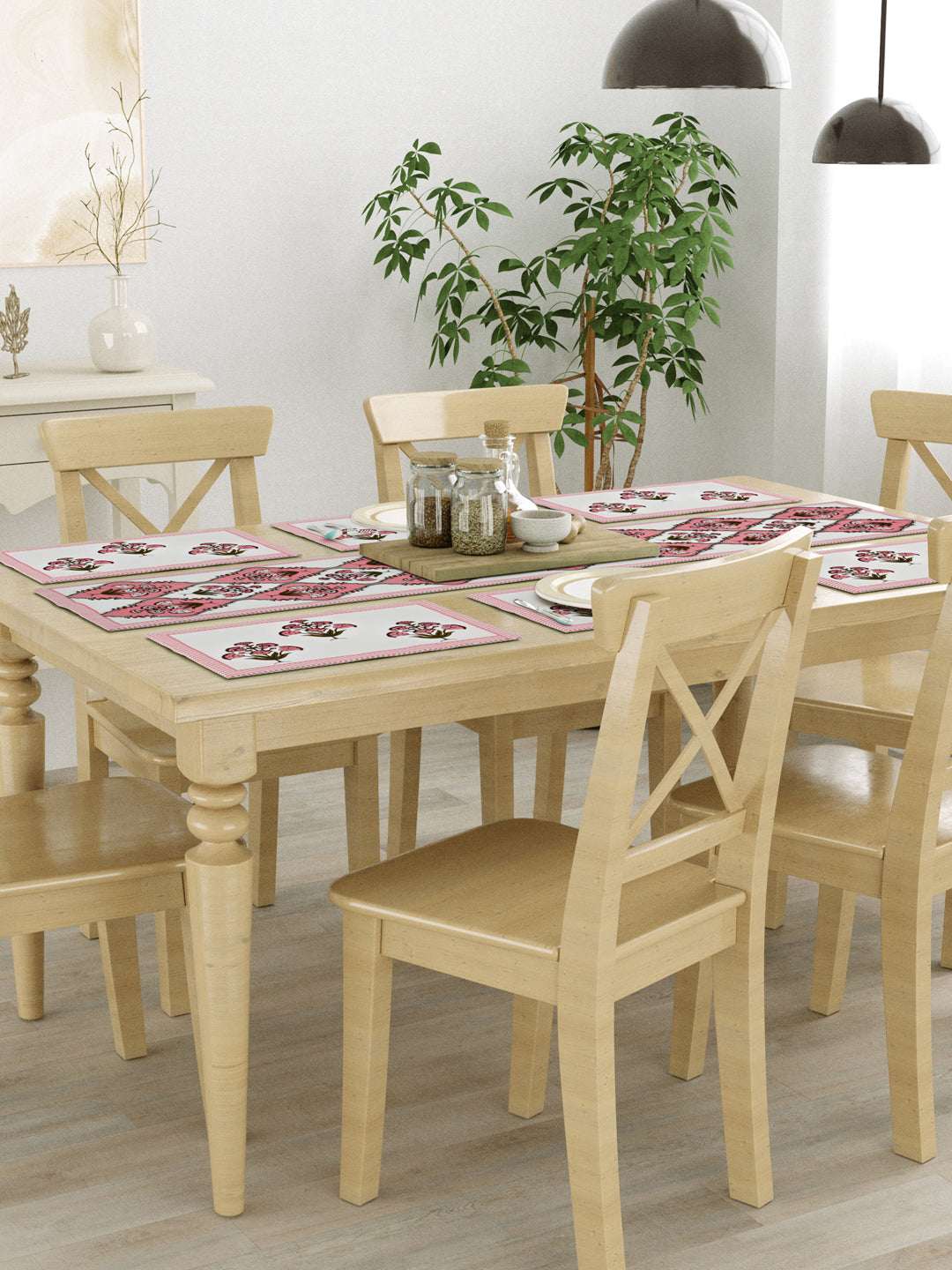 White-&-Pink-Canvas-Cotton-Handblock-Printed-Table-Runner