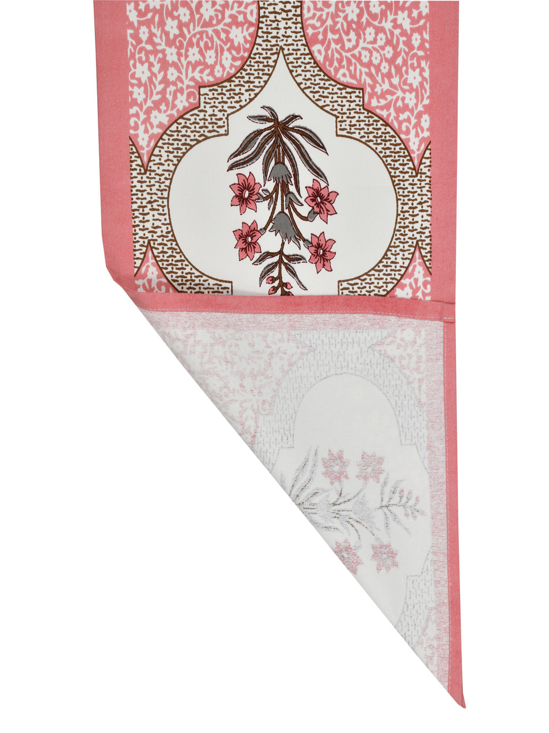 Pink-&-White-Cotton-Handblock-Printed-Table-Runner