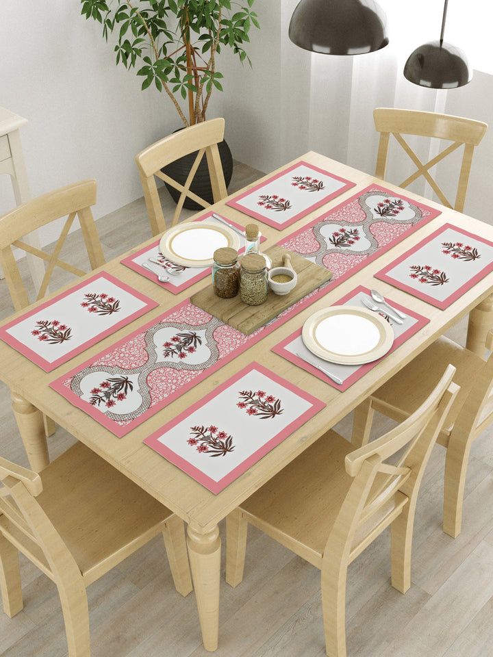 Pink-&-White-Cotton-Handblock-Printed-Table-Runner