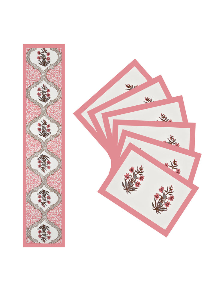 Pink-&-White-Cotton-Handblock-Printed-Table-Runner