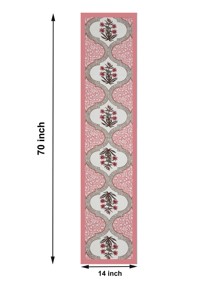 Pink-&-White-Cotton-Handblock-Printed-Table-Runner