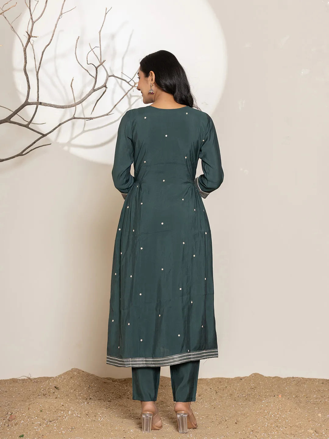 Teal-Blue-Cotton-Embroidery-A-Line-3-Piece-Kurta-Set