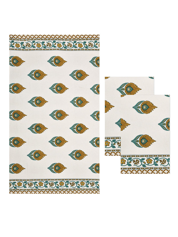 White-&-Mustard-Waffle-Cotton-HandBlock-Print-Towels-Gift-Set