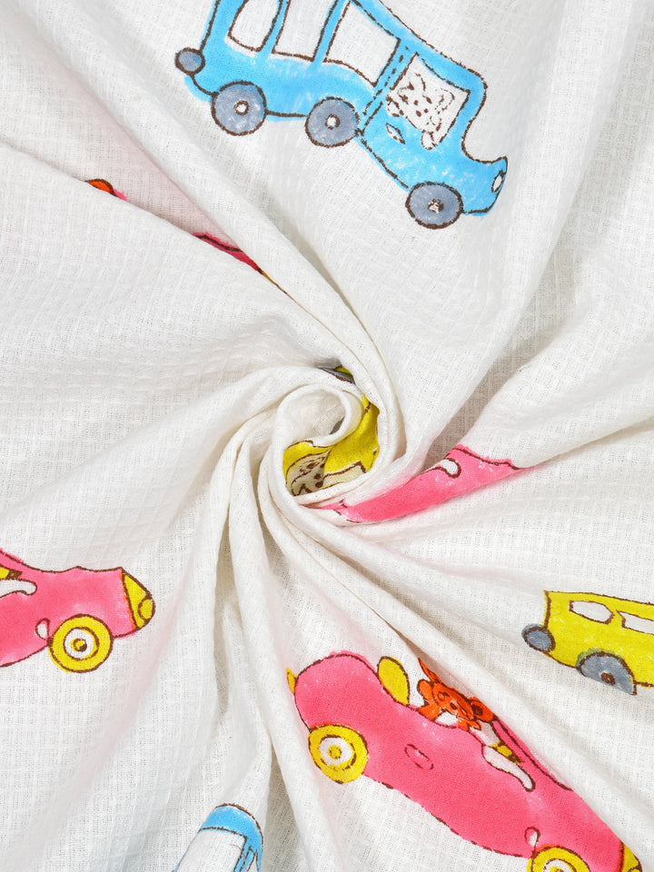 White-&-Multicolor-Waffle-Cotton-Car-Print-Towels-Gift-Set